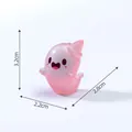 Cute pink noctilucent ghost figurine with wizard hat, dimensions 3.2x2.8x2.2 cm for DIY - Luminous Ghost / Rose Red