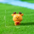 Adorable miniature orange deer figurine holding a red heart for DIY micro landscape garden decor - Heart Deer / Mini Deer