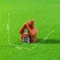 Miniature resin mushroom house figurine for DIY garden landscaping and car decor. - Small House Series / Brick House #3