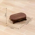 Miniature retro European style dollhouse table in brown with gold details - Long Table (No. 1) / 4.3x2.4x1.0cm