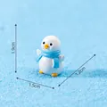 Adorable miniature penguin figurine with blue scarf for DIY micro landscape decoration - 1.9x1.5x1.2cm