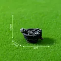 Miniature Halloween skeleton lying in a black cauldron figurine with size measurements - Skeleton Cauldron / 1.9x3x2.5cm