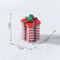 Miniatuur rood gestreepte kerstcadeauverpakking voor sneeuw DIY-scène - 1,4cm hoog - Rood-Wit Gestreept Cadeaudoos (C3394) / 1.1x0.9x1.4cm