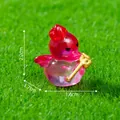Miniature pink translucent demon duck figurine holding golden staff for DIY decor - The Devil Style