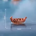 Miniature brown resin boat figurine for micro-landscape aquarium decor, 3.6cm length - 3.6x1.5cm