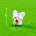 Cute miniature white puppy figurine holding flowers for garden DIY decor 2.7x2.4cm - Dog with Flowers