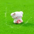 Miniature white puppy figurine holding a donut, 2.2cm height gardening DIY ornament. - Donut Puppy