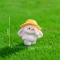 Miniatur weiße Hasenfigur mit gelbem Hut für DIY Mikrolandschaft Gartenbau Dekoration - 2.3x2.4cm