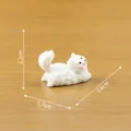 Miniature white fluffy cat figurine for dollhouse DIY decor, desktop ornament with dimensions - Lazy Puppy 2