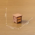 Miniatur-Nachttisch für Puppenhaus in Braun mit Blumenmuster und Maßen - Nachttisch (5#)