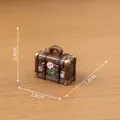 Miniature retro brown suitcase dollhouse accessory, measuring 2.8 x 1.4 x 2.4 cm in detail - 5# Vintage Suitcase