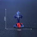 Déco Halloween figurine croix bleue avec cœur rouge ornement miniature 2,8 cm - Croix de Sang