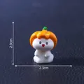 Miniature Halloween ghost with pumpkin hat figurine, dimensions 2.3cm by 2.9cm for DIY decor - Pumpkin Hat Ghost (C3104) / Pumpkin Hat Ghost