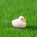 Miniature white resin duck figurine for DIY garden landscaping, 1.3cm length - Pink Duck