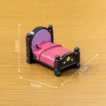 Halloween miniature resin bed ornament with pink bedding and star detail for DIY decor - Star Curse Sleep Bed (C3830)