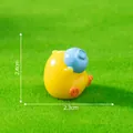 Miniature yellow chick figurine with blue bowl for landscape DIY decoration - Eating