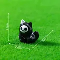 Cute black Halloween ghost cat miniature figurine with white skull mask 2.7cm height - Sitting Style