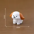 Cute miniature white and brown puppy figurine DIY dollhouse ornament micro landscape décor - Miniature Size / 2# Smiling