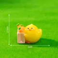 Miniature yellow chick figurine with carrots for micro landscape DIY, 3x2.1cm size - Carrying Carrot