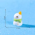 Miniature Christmas snowman figurine with green scarf and yellow hat ornament - 3.3x2.1cm