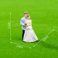 Miniature wedding couple figurine for dollhouse DIY decor, 5.2cm height resin statue - Couple Figurines / Blue & White Couple