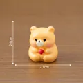 Miniature cute yellow resin bear figurine holding a strawberry for dollhouse DIY decoration - Bear Holding Strawberry / 2.4x2.1cm / Orange Yellow