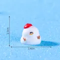 Cute Christmas miniature white snowman figurine with red hat for DIY micro landscape crafts - 2.3x2.4cm