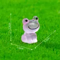 Tiny luminous pink smiling frog figurine for DIY micro landscape decoration 1.5cm height - Smiling Frog / 2# Small Purple Frog