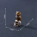 Detailed miniature owl perched on a skull figurine for Halloween DIY, 2.8cm height - Owl on Skull (12#)