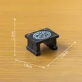 Miniature Halloween resin altar table with blue pentagram for DIY fairy garden decor. - Pentagram Altar (C3830)
