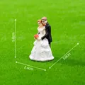 Miniature wedding couple figurine in white dress and black suit for dollhouse DIY decoration - Couple Figurines / Red Rose Couple