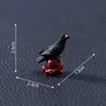 Handcrafted miniature black crow figurine sitting on a red heart base for Halloween DIY decoration - Crow on Heart Base (14#)