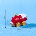 Red Christmas miniature train resin figurine for DIY micro landscape 4.6cm long - 3.5x4.6cm