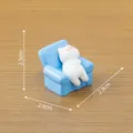 Miniature white cat lying on blue sofa figurine, 2.9cm micro landscape DIY decor - Blue Sofa Cat / Blue