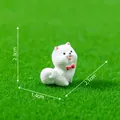 Cute miniature white Pomeranian dog figurine with red bow for DIY micro landscaping - 1# Pomeranian / Pomeranian