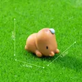 Miniature Capybara figurine with blue leaf hat for micro-landscaping, 2.6cm length - 6# Sleeping Capybara