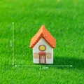 Miniature house figurine with red tiled roof for micro landscape DIY decoration 3cm - European Vintage Cottage (5#House) / Height 3cm x Width 2.3cm / 5# Red Pointed Roof House