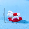 Miniature white and red Christmas rocking horse figurine for DIY micro landscape decoration - 3.8x4.7cm