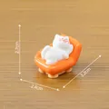 Miniature white cat figurine on orange sofa for dollhouse decor, 2.7cm height - Orange Lounge Chair Cat / Orange