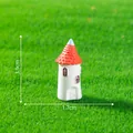 Miniature fairy garden house tower with red roof on green moss grass 3.9cm x 1.7cm - 6# Red Roof Round Tower
