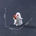 Cute miniature white ghost figurine holding bread Halloween DIY decoration 2.9cm tall - Ghost with Food Style (19#)