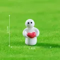 Statuina bianca in miniatura con cuore rosso per decorazione micro paesaggio. - Bianco (Con cuore rosso)