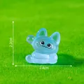 Miniature glowing blue cat resin figurine for DIY decor and garden micro-landscapes - Blue