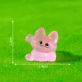 Mini pink glowing resin cat figurine for DIY decor, measures 2.4cm wide and 2.2cm high. - Red