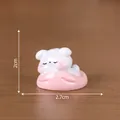 Miniature cute sleeping white dog figurine in pink bed for DIY dollhouse decoration - Sleeping Style (C3115) / 2.7x2cm