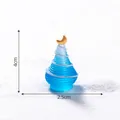 Mini sapin de Noël bleu lumineux brossé décoration de micro paysage DIY 4x2.5cm - Sommet Lune (Moon Head) / 4cm / Bleu