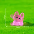 Cute pink translucent glow-in-the-dark mini cat figurine for DIY micro landscape - Rose Red