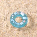 Miniature blue swimming ring with cute bear pattern for DIY crafts, 3.5cm - 1 Piece / Little Bear Style (C2652)