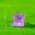Cute miniature purple luminous cat figurine for DIY micro landscape garden decoration - Purple