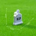 Miniature Halloween RIP tombstone figurine decoration for DIY, size 2.5x1.8x0.6cm - Skull Tombstone / Small Halloween